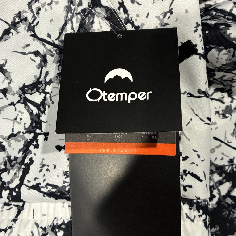 New with tags Otemper pullover ski hoodie. White & Black Marble Print. Size S. - Picture 10 of 11
